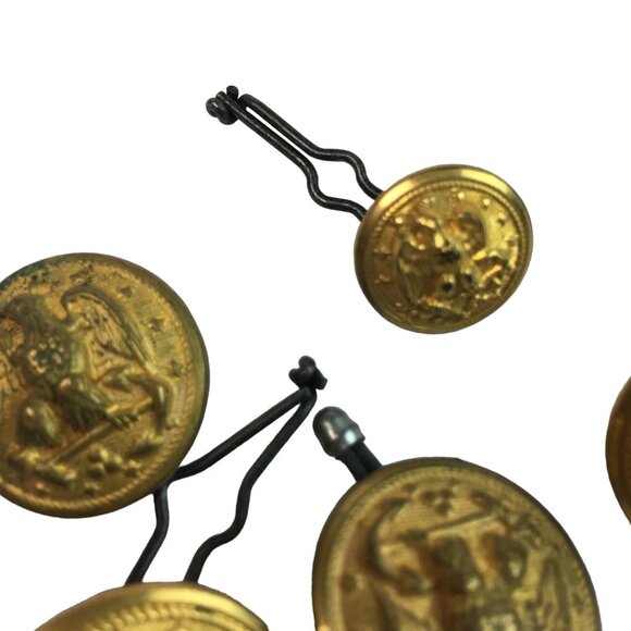 Waterbury Military Uniform Brass Buttons WWII Era Lot 7 Pieces Vintage u - Picture 3 of 8